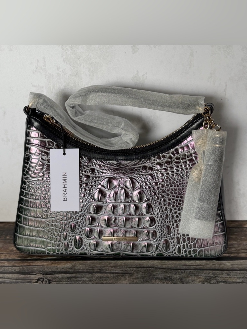BRAHMIN NWT DUSK GLEAMING ESME SATCHEL ~ GENUINE LEATHER PRICE FIRM HTF